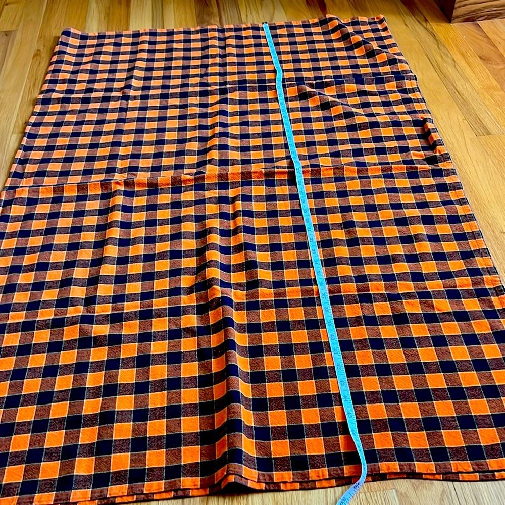 Orange and Black buffalo plaid tablecloth - approximately 48”x66” - Picture 2 of 3